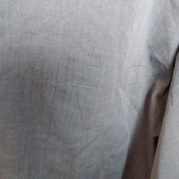 Van Heusen Gray Blue Long Sleeve Regular Fit End on End Button Up Shirt - Picture 3 of 7